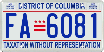 DC license plate FA6081