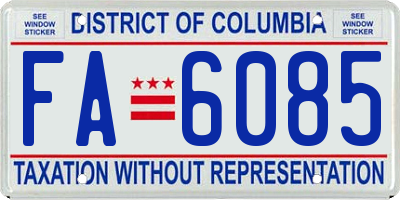 DC license plate FA6085