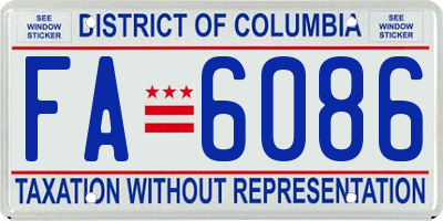 DC license plate FA6086