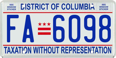 DC license plate FA6098