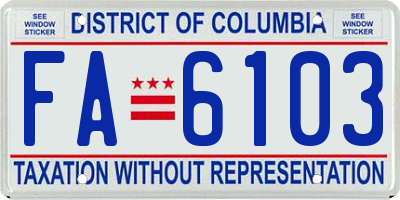 DC license plate FA6103