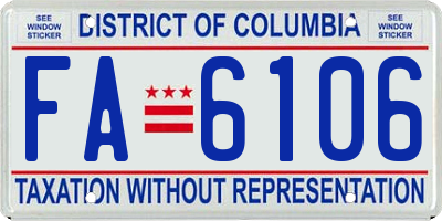 DC license plate FA6106