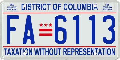 DC license plate FA6113