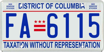 DC license plate FA6115