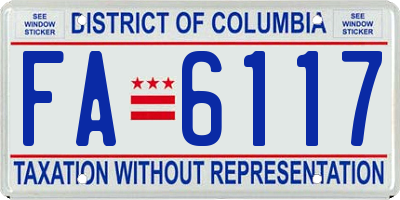 DC license plate FA6117