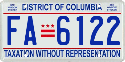 DC license plate FA6122