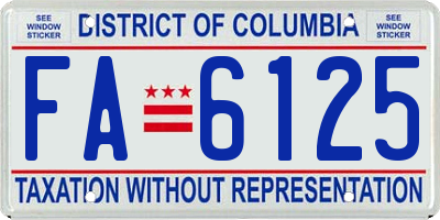 DC license plate FA6125