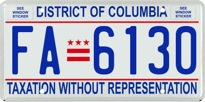 DC license plate FA6130