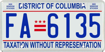 DC license plate FA6135