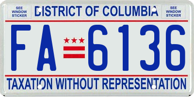 DC license plate FA6136