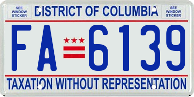 DC license plate FA6139