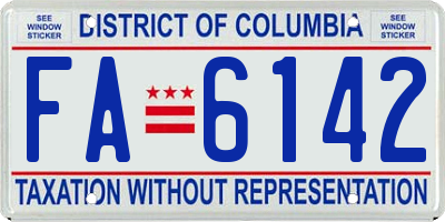 DC license plate FA6142