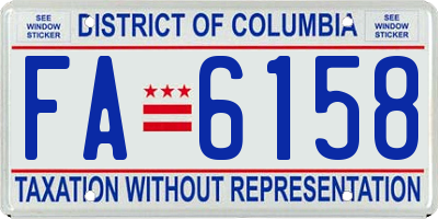 DC license plate FA6158