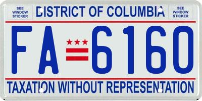 DC license plate FA6160