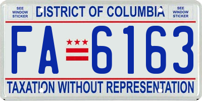 DC license plate FA6163