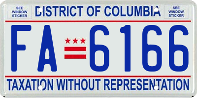 DC license plate FA6166