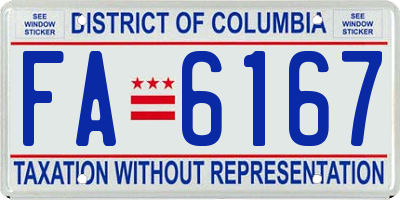 DC license plate FA6167