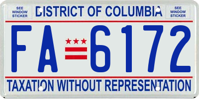 DC license plate FA6172