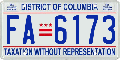 DC license plate FA6173