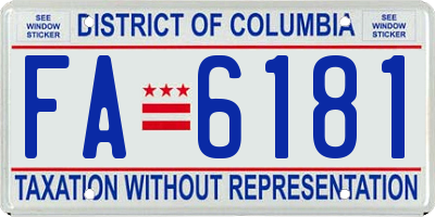 DC license plate FA6181