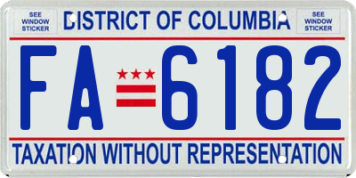 DC license plate FA6182