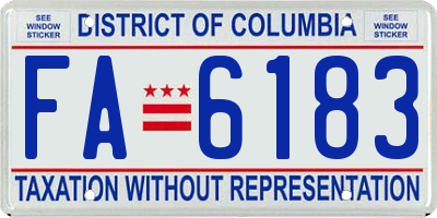 DC license plate FA6183