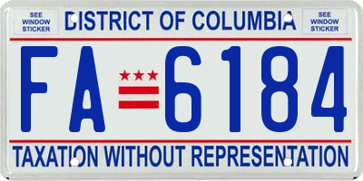 DC license plate FA6184