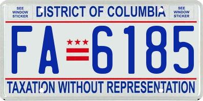 DC license plate FA6185