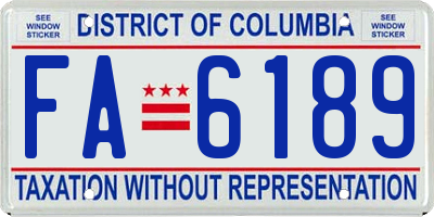 DC license plate FA6189