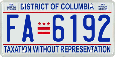 DC license plate FA6192