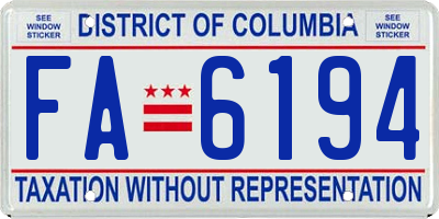 DC license plate FA6194