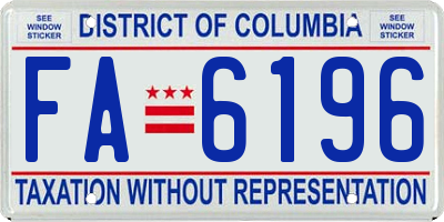 DC license plate FA6196