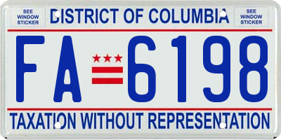 DC license plate FA6198