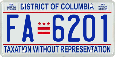 DC license plate FA6201