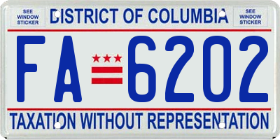 DC license plate FA6202