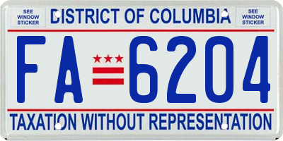 DC license plate FA6204