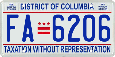 DC license plate FA6206