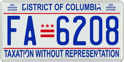 DC license plate FA6208