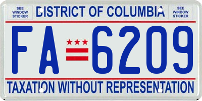 DC license plate FA6209