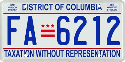 DC license plate FA6212