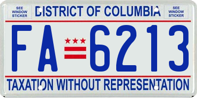 DC license plate FA6213