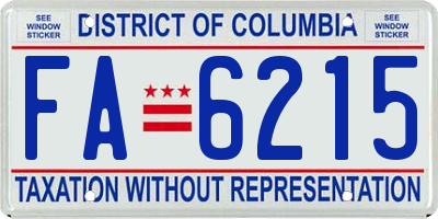 DC license plate FA6215