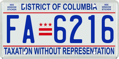 DC license plate FA6216