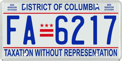 DC license plate FA6217