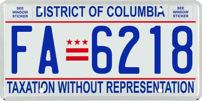 DC license plate FA6218