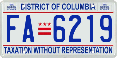 DC license plate FA6219