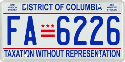 DC license plate FA6226