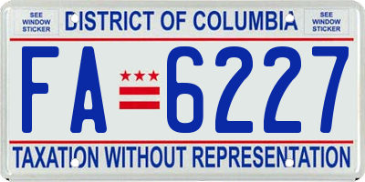 DC license plate FA6227