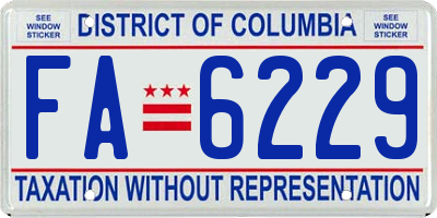 DC license plate FA6229