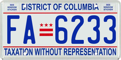 DC license plate FA6233